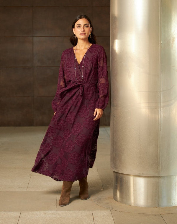 VESTIDO LARGO MARY BURDEOS - Monica Ecco