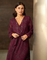 VESTIDO LARGO MARY BURDEOS - Monica Ecco