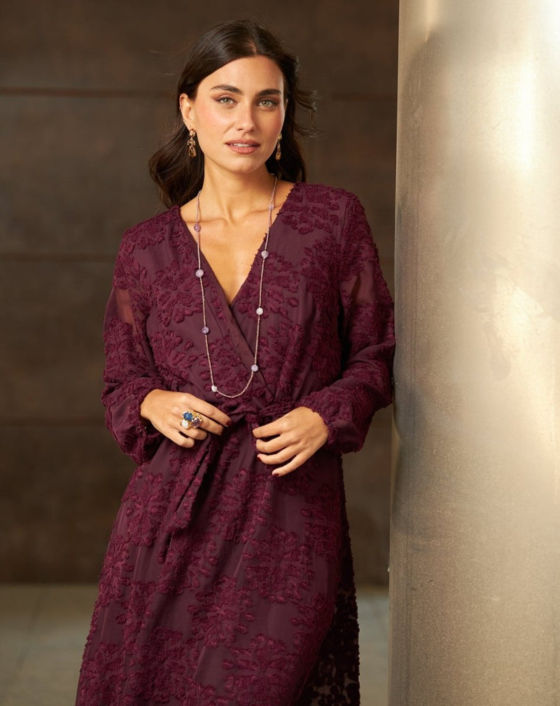VESTIDO LARGO MARY BURDEOS - Monica Ecco