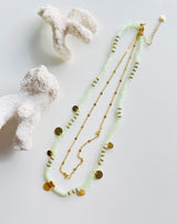 COLLAR CRISTAL Y CADENA CON MEDALLITAS - Monica Ecco