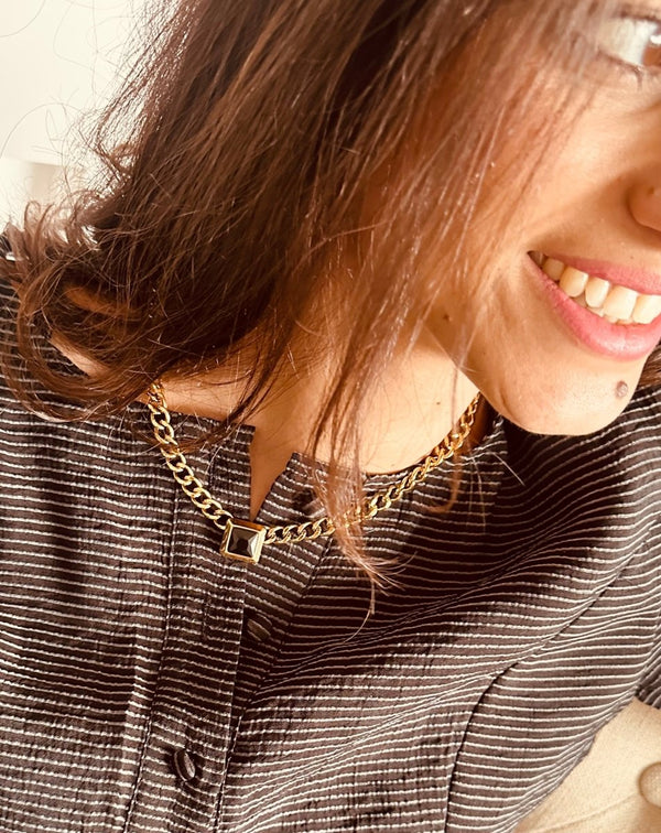 COLLAR ESLABONES PIEDRA - Monica Ecco
