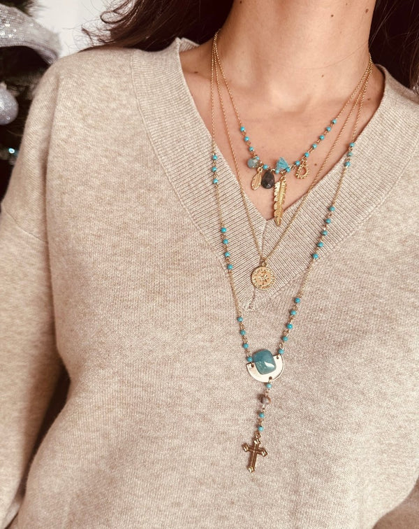 COLLAR TRIPLE TURQUESAS - Monica Ecco