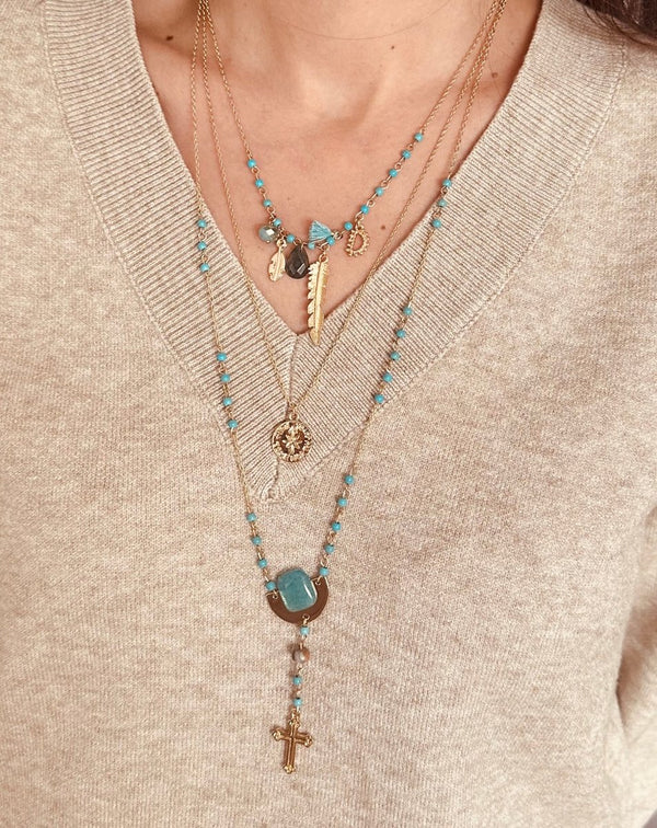 COLLAR TRIPLE TURQUESAS - Monica Ecco