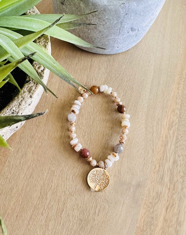 PULSERA PIEDRAS MEDALLA - Monica Ecco